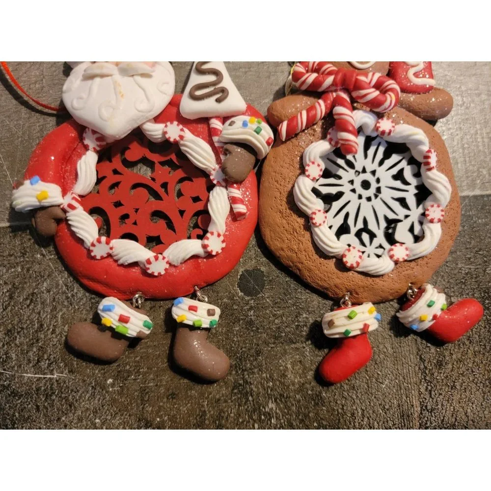 Santa Gingerbread candy‎ sprinkle snowflake set ornament xmas